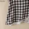 ZANZEA Women Casual Round Neck Summer Short Sleeve Print Blouse