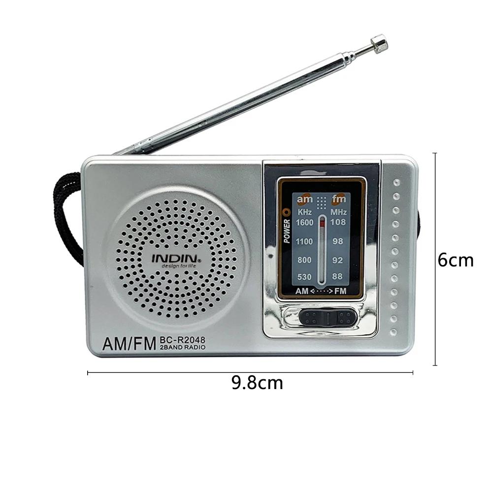 BC-R21 Mini Radio AM FM Radio Telescopic Antenna Radio Speaker Battery Operated Portable Radio For Running Walking Home BC-R2048