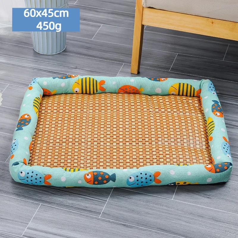 Lightweight Breathable Rattan Pet Bed - Summer Cooling Mat Pad Ice Nest Cooling Bed for Small Dogs Cats & Small Animal Supplies
