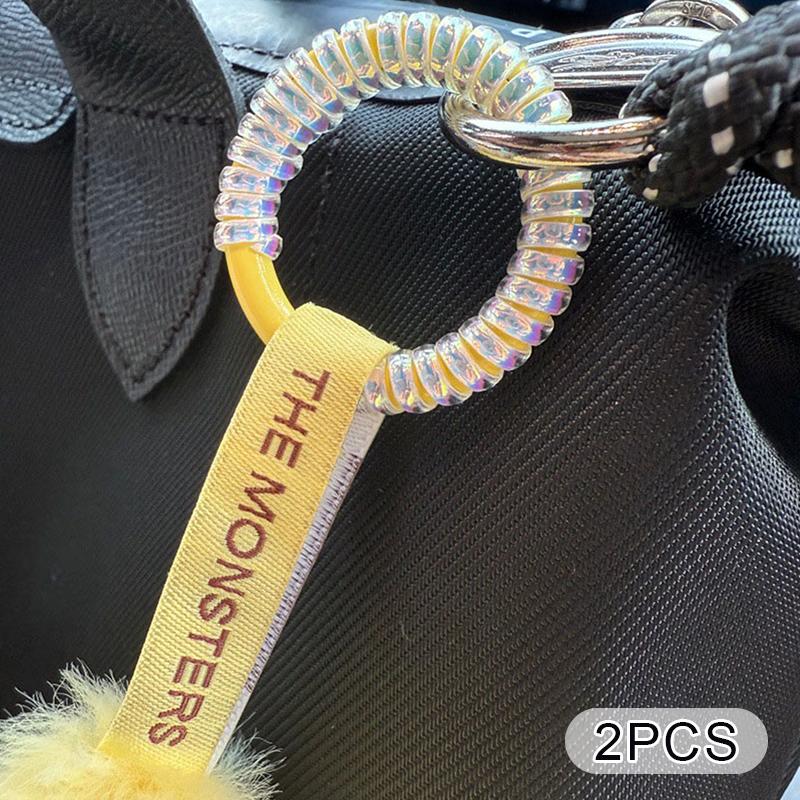 

2Pcs Labu Anti Drop Buckle Silicone Rope Keychain Protection Ring Colorful Winding Fixed Anti Drop