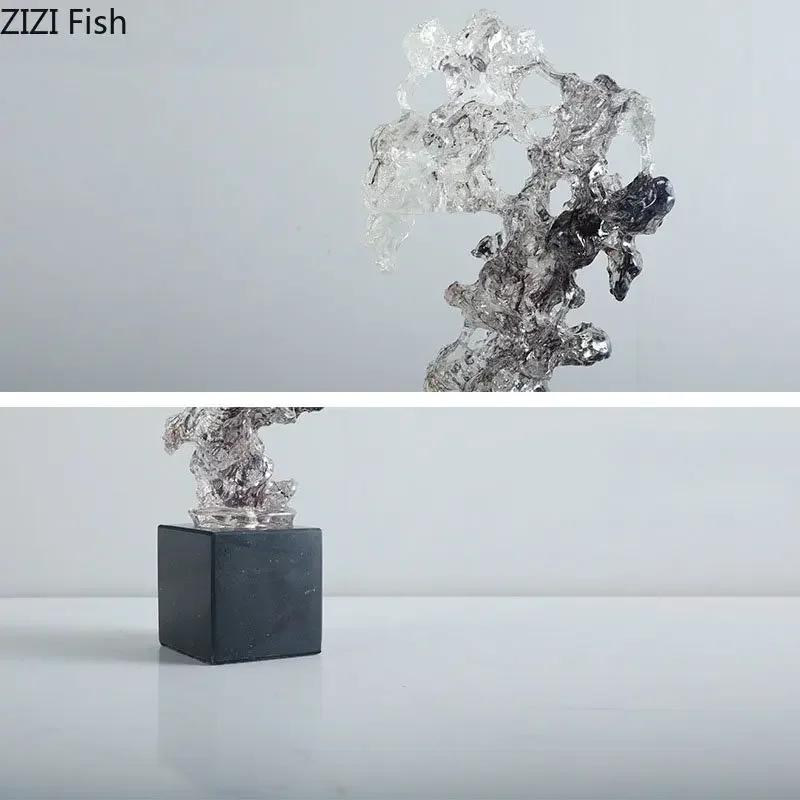 Ink Color Taihu Stone Sculpture Resin Crafts Ornaments Room Aesthetics Decor Desk Decoration Artwork Imitation Coral Statue