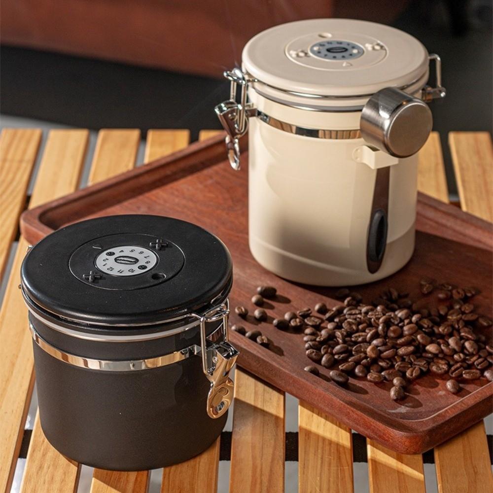 Sealed Coffee Bean Storage Box Stainless Steel Kitchen Storage Jars Coffee Bean Cans  Cafe Supplies
