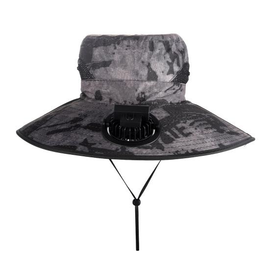 

Sun Hat Unisex Ventilated Bucket Hat with Built-in Battery Panel Adjustable Wide Brim Anti-UV Hat Breathable Hiking Fishing Bucket Hat A сірий