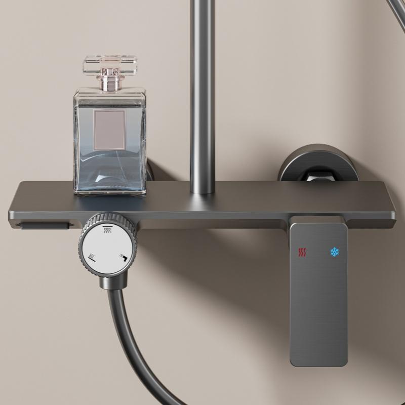 Set Sistema Doccia Grigio Bagno Moderno Set Doccia Bagno Hotel Appartamento Vasca da Bagno Miscelatore Acqua Calda Fredda Soffione Pioggia Rubinetto Set Completo