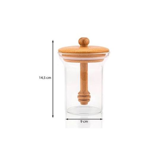 Saint Belisama Glass Storage Jar with Honey Spoon - Honey Jar with Honey Spoon - Bamboo Storage Jar