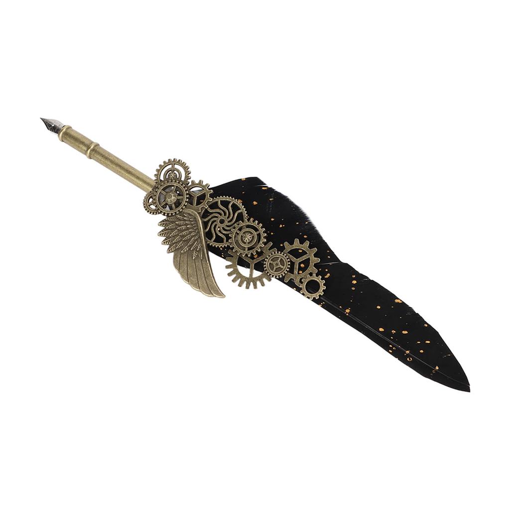 Quill Pen Set Retro Elegant Exquisite Pattern Stainless Steel Nib Wear Resistant Caligraphy Pen Kit