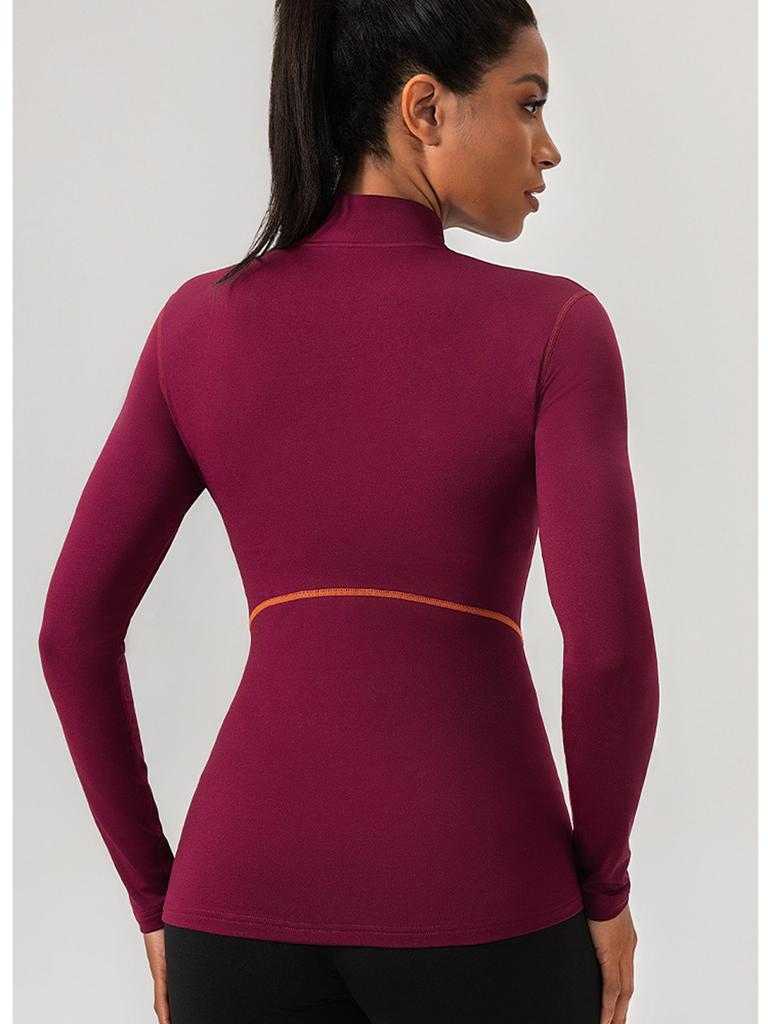 Neue Damen Herbst Winter Fleece Langarm Yoga Workout Laufjacke mit halbem Reißverschluss Hoodie