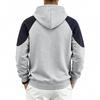 Men's Color Block Raglan Hoodie, Contrast Spliced Textured Long Sleeve Drawstring Pullover Hooded Sweatshirt with Kangaroo Pocket