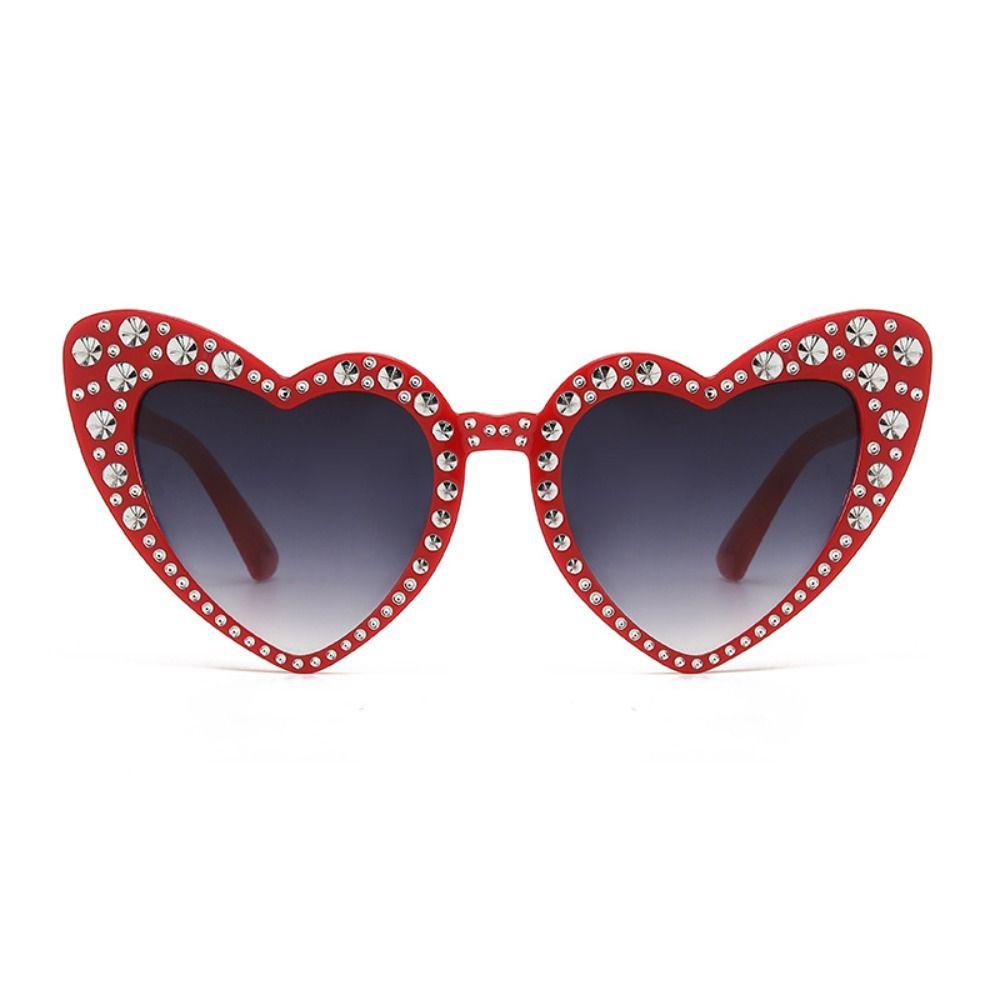 

Sun-Protective Heart-shaped Sunglasses Hip Hop Black Shades Glasses Korean Driving Glasses red