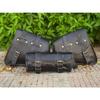 Combo Pack Of 3 Real Black Leather Motorcycle Saddle Bags 3 Side Pouch Panniers