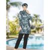 2-piece Muslim Women's Modest Tropical Rainforest Print Seaside Swimwear Full Coverage Swimsuit Set Beachwear Burkini Swimsuit Set (Without