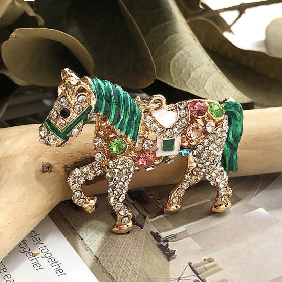 Keychain Pendant Sparkling Rhinestones Cartoon Horse Shape Key Chain Bag Wallet Phone Car Decoration