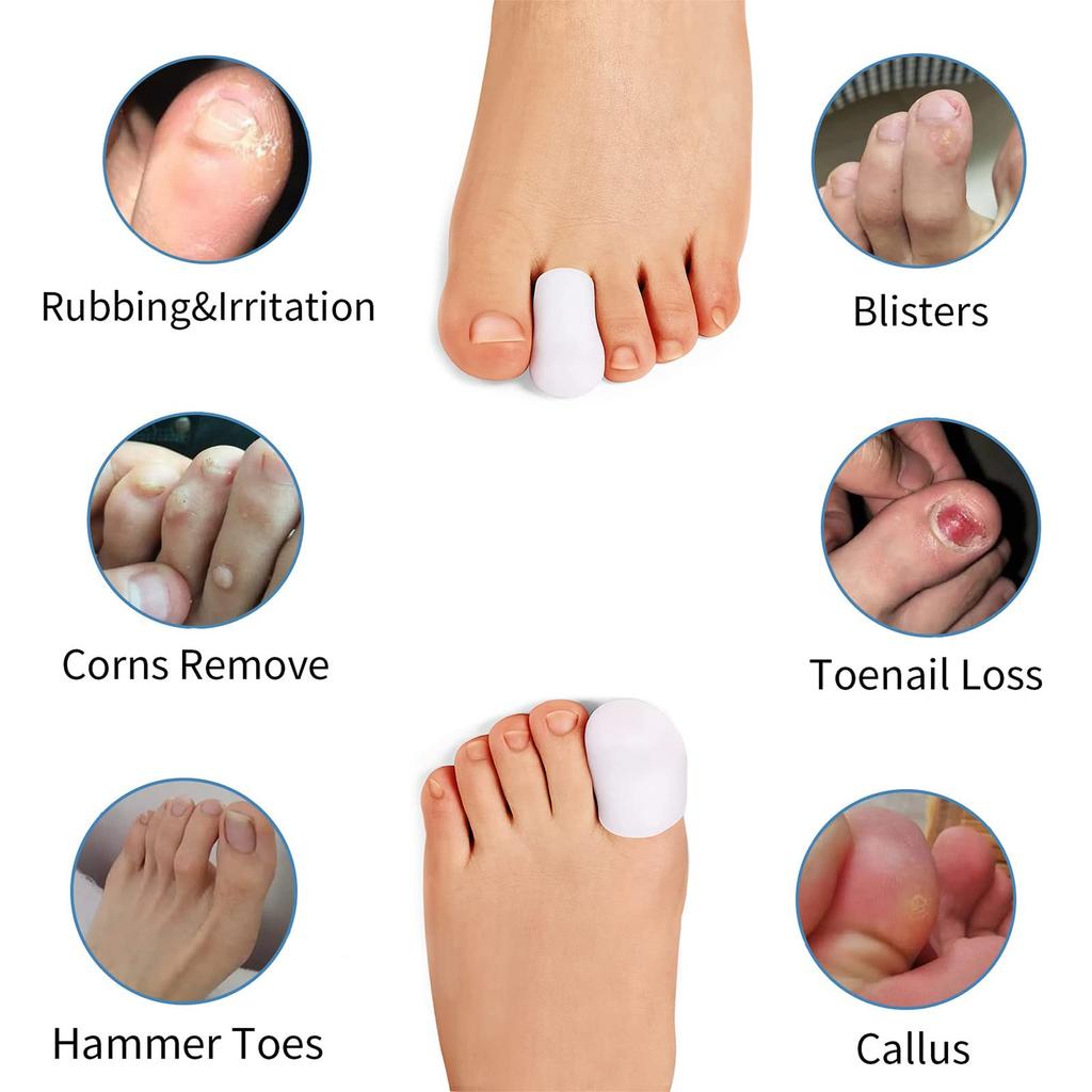 Anzailala Toe Protectors for Men Women Soft Gel Toe Caps for Foot Pain Relief Toe Separator Toe Sleeves for Ingrown Toenails Corns Calluses Blisters