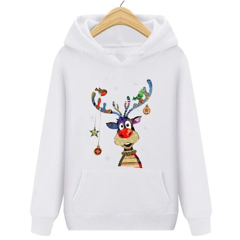 Kawaii Weihnachts Hirsch Kitz Print Hoodies Unisex Mode Marke Trainingsanzug Anime Damen Sweatshirt Hoodie Kinder Hip Hop Kleidung Sudadera Unisex