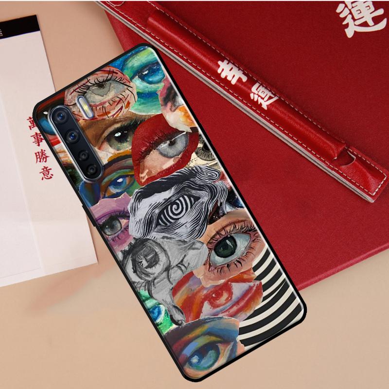 Scary Face Eyes Case For Oppo A60 A98 A58 A78 A18 A38 A80 A40 A77 A57 A17 A74 A54 A94 A96 A76 A16 A15 A5 Pro