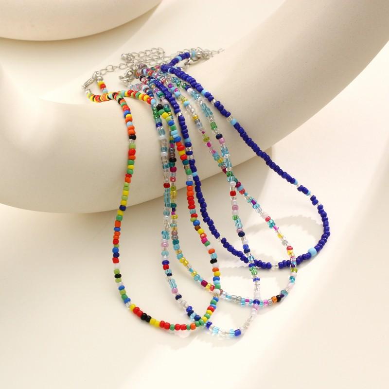 Neue Dopamin-Bonbonfarbe Reiskorn-Halskette, Böhmische Handgemachte Perlen-Halskette Schmuckzubehör