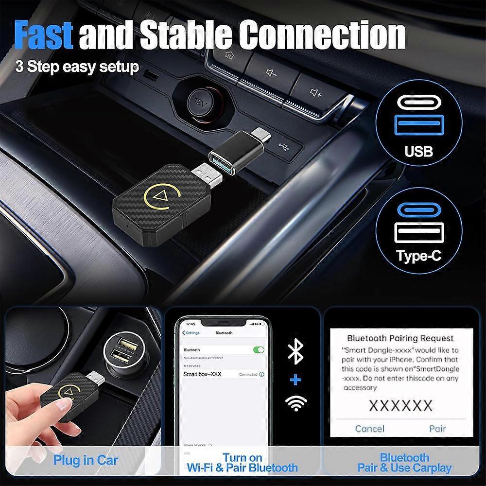 Android Auto Wireless Adapter and Apple CarPlay Wireless Adapter, Convert Wired To Wireless CarPlay Adapter Plug and Play CarPlay Wireless Adapter