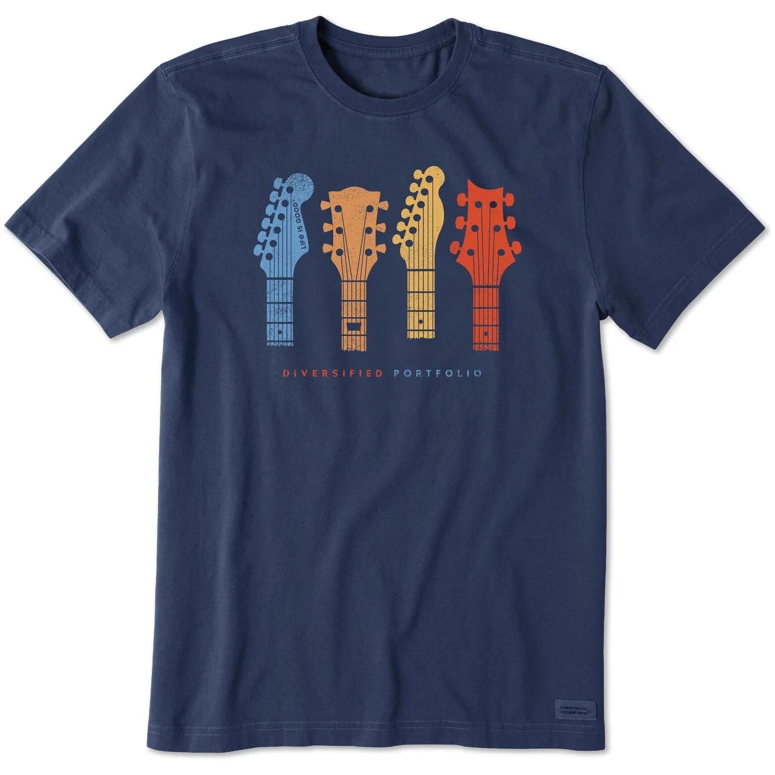 Men s Diversified Portfolio Guitars Short Sleeve Crusher Tee, Darkest Blue L