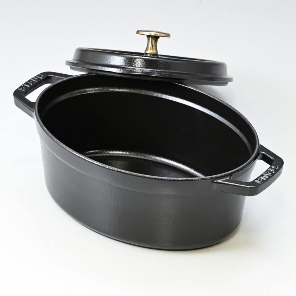 STAUB Pico Cocotte Oval Cast Iron Enamel Pot, Black, 23cm, 2.35L, 1102325 (Product Code: 40500-231-0) [Parallel Import]