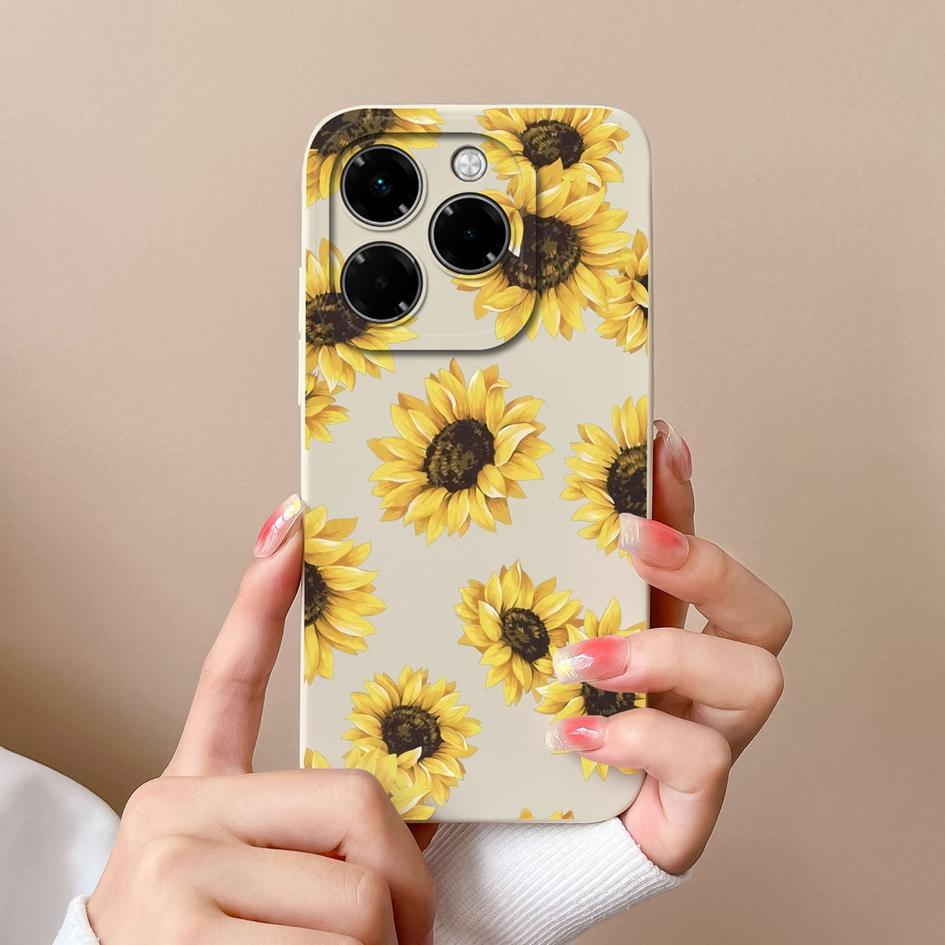 Compatible For Infinix Note 40X Zero 40 Smart 9 Hot 50 50i 50Pro Plus 5G 4G Soft Case Pretty Butterfly Fancy Sunflower Silicone Shockproof For Infinix