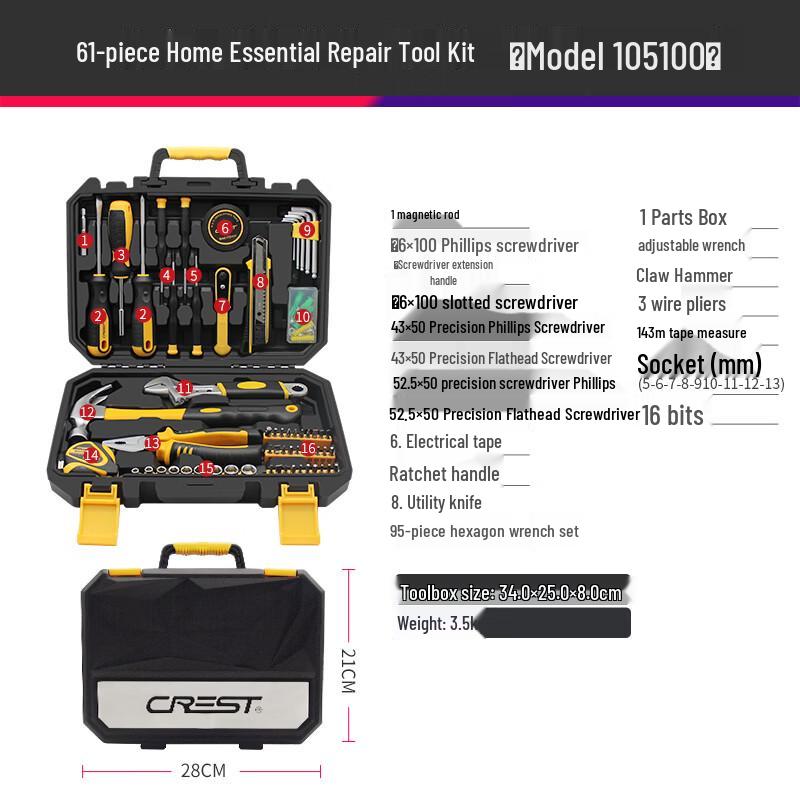 CREST 100-Piece Multi-functional Household Tool Kit