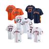Maglia Baseball MLB Uomo Houston Astros Jose Altuve 27 Ricamata Abbigliamento per tifosi Abbigliamento sportivo