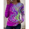 Women's T-shirt 3D Art Painting Abstract Print Fashion Long Sleeve Round Neck Regular Top Holiday Weekend Spring Autumn
