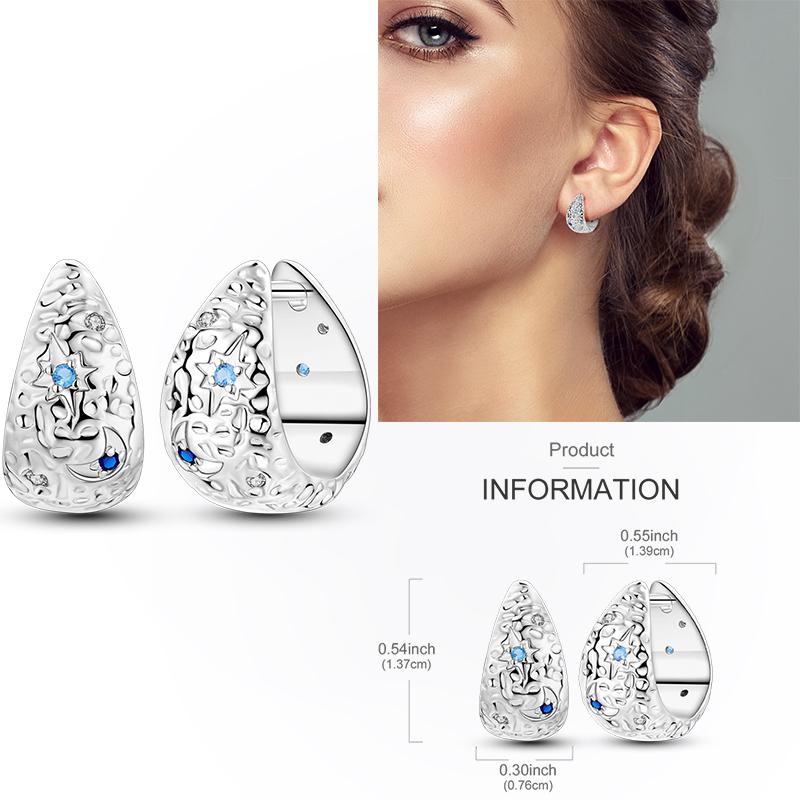925 Silver Hoop Earring Moon Sun Earring Pendent Zircon Heart Shape Star Eardrop For Women Girl Making Jewelry