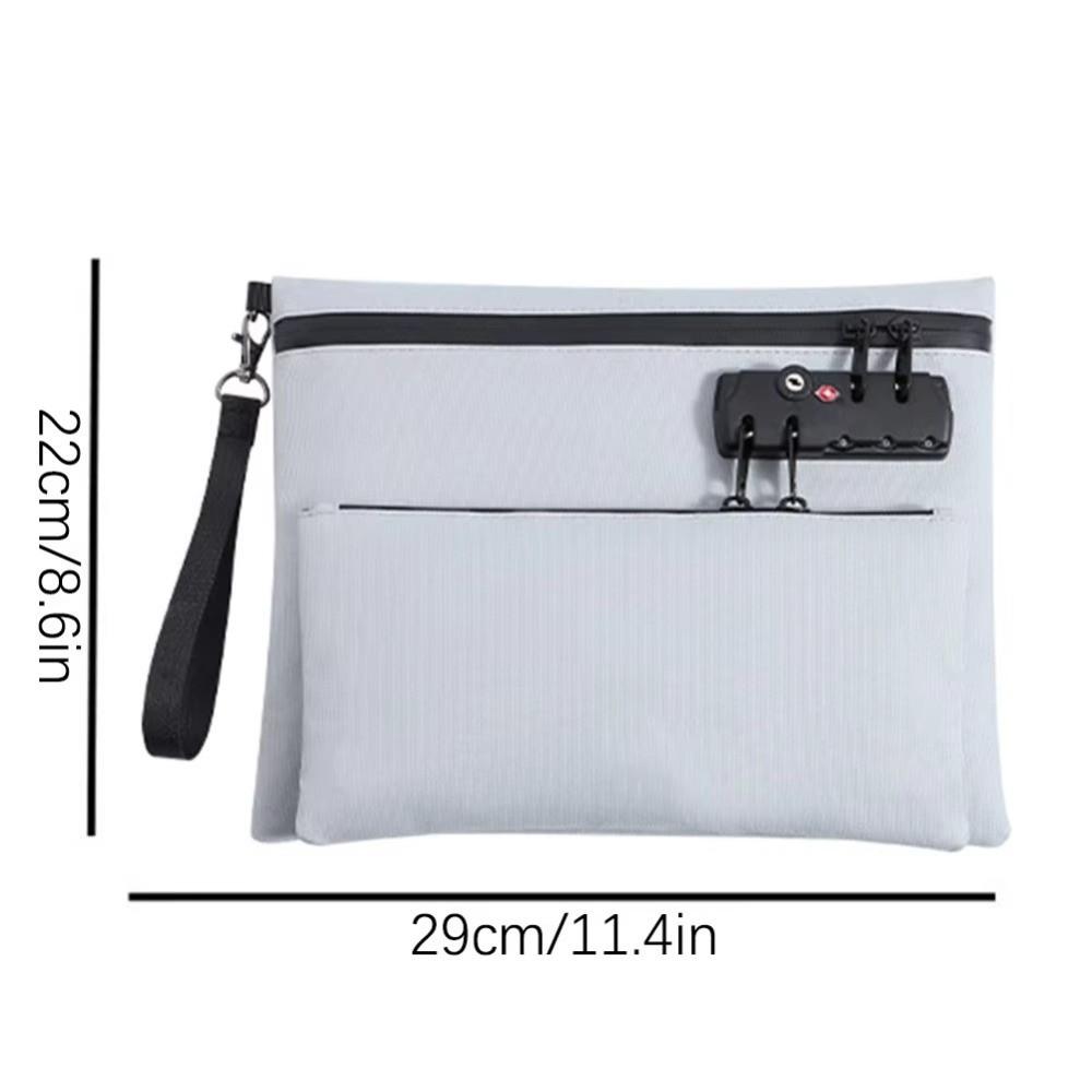 Waterproof Locking File Pouch Password Lock Passport Wallet Document Storage Bag Business Use