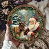 Vintage Blech Metall Wand Schild Weihnachten Weihnachtsmann Unter Baum Kunst Innen Außen Dekor