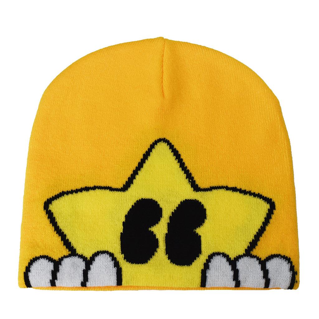 Star Smiling Cartoon Knitted Jacquard Hat for Men and Women, Personalized Autumn and Winter Woolen Pullover Cold Hat