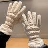 Warm Gloves for Women In Autumn and Winter Korean Cute Touch Screen Riding Electric Bike Cold Proof Plus Velvet Thickened Windproof Cotton Gloves