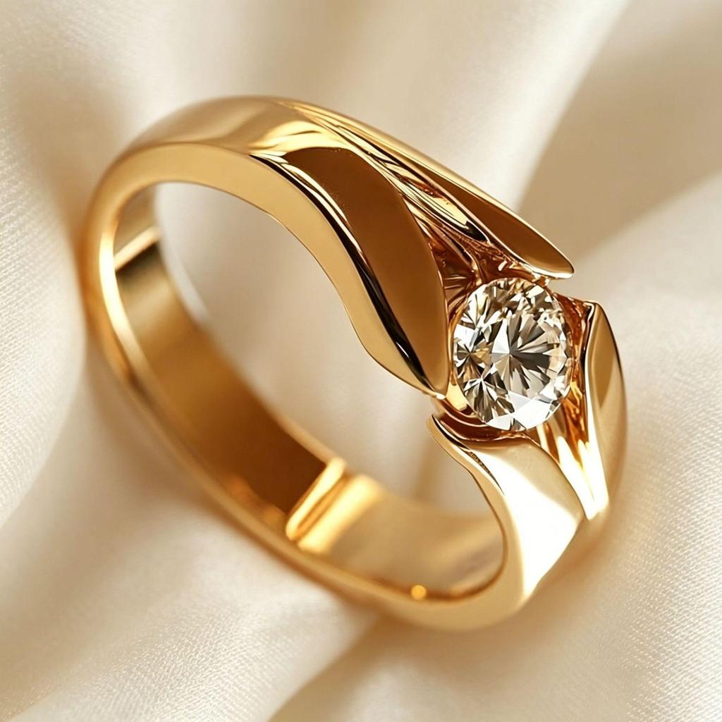 Yanbai Elegant Zirconia Gold Ring – Stylish Engagement Anniversary Gift.