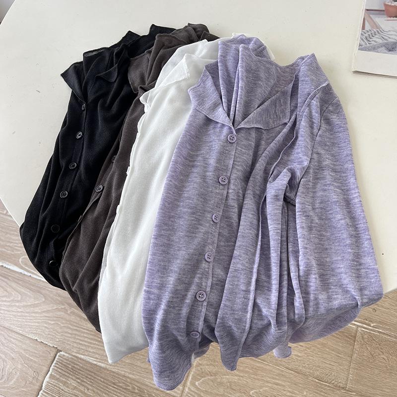 Women's Summer V-Neck Long-Sleeve Sun-Protective Knit Top
