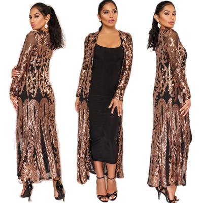 Robe à Sequins, Grand Châle à Sequins, Cardigan Sexy Transparent Brodé de Sequins