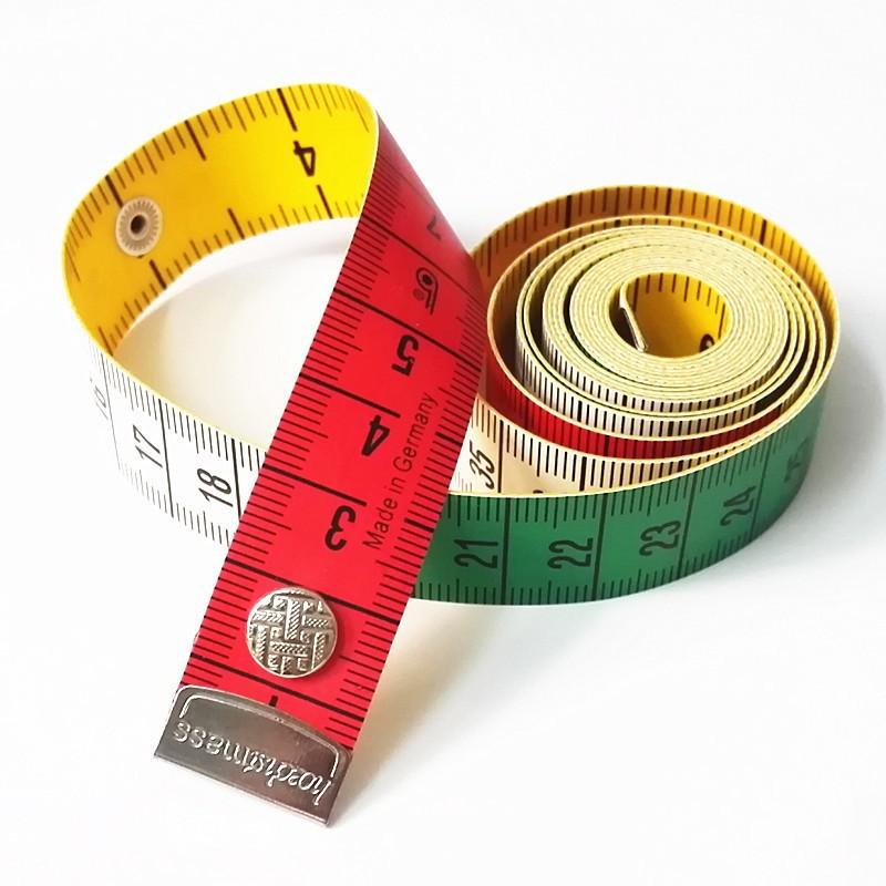 

1roll 150cm Quality Soft Tape with Snap Fasteners Soft Multicolor Measuring Tape Dual Sided Tape Measure Needlework Sewing Tool