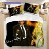 Johnny Hallyday Leben Tod Bettwäsche (1 Bettbezug + 2 Kissenbezüge, ohne Füllung) 2D flaches Weihnachts-Geburtstagsgeschenk Bettbezug und Kissenbezug