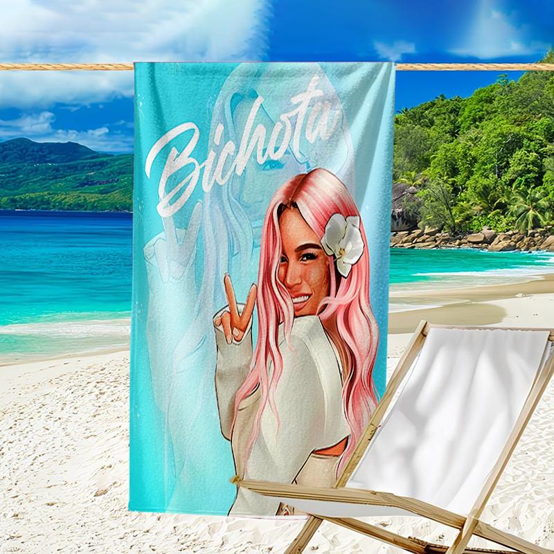 Proof Beach Towel with a Karol G Pattern - Soft,absorbent,quick-drying,machine Washable - Perfect for Swimming,camping,bathing