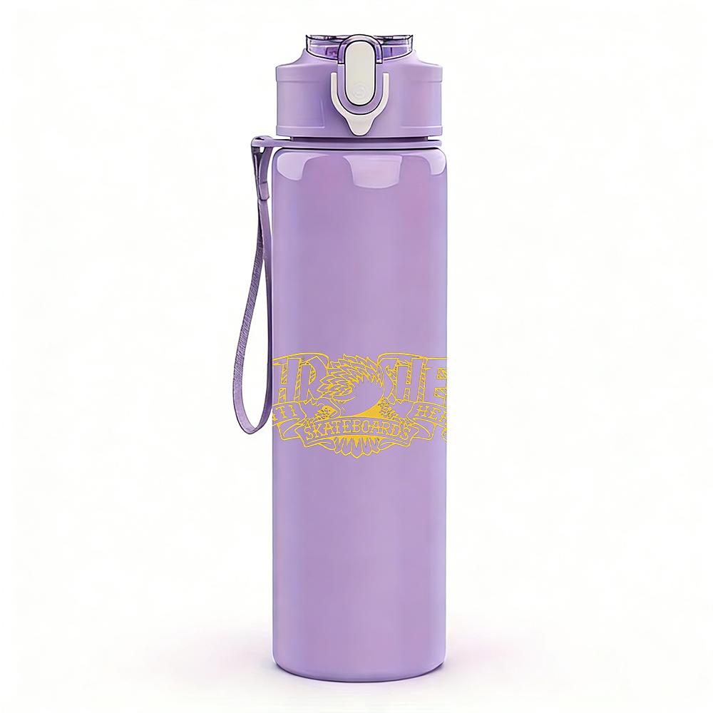 1PC Pale Yellow Minimalist Script Print 750ml colorful plastic sports water bottle leakproof pop up lid with straw for outdoor work home use