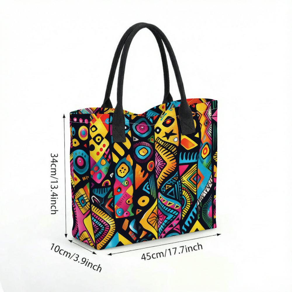 Colorful Abstract Pattern Tote Bag Large Capacity Casual Shoulder Bag for Daily Use
