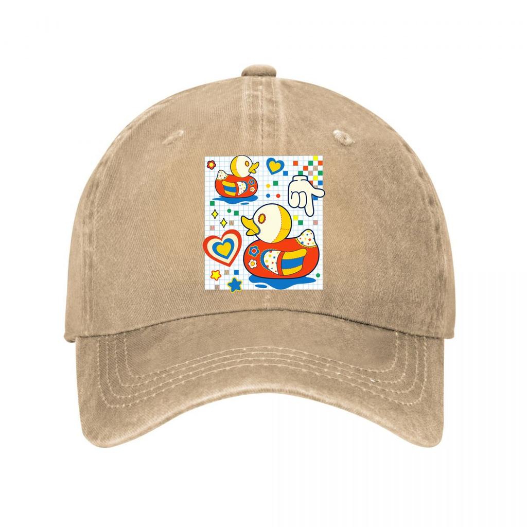 Cute Cartoon Duck Stickers s Room Decor Washed Baseball Cap Outdoor For Womens Unisex FeUnisex
