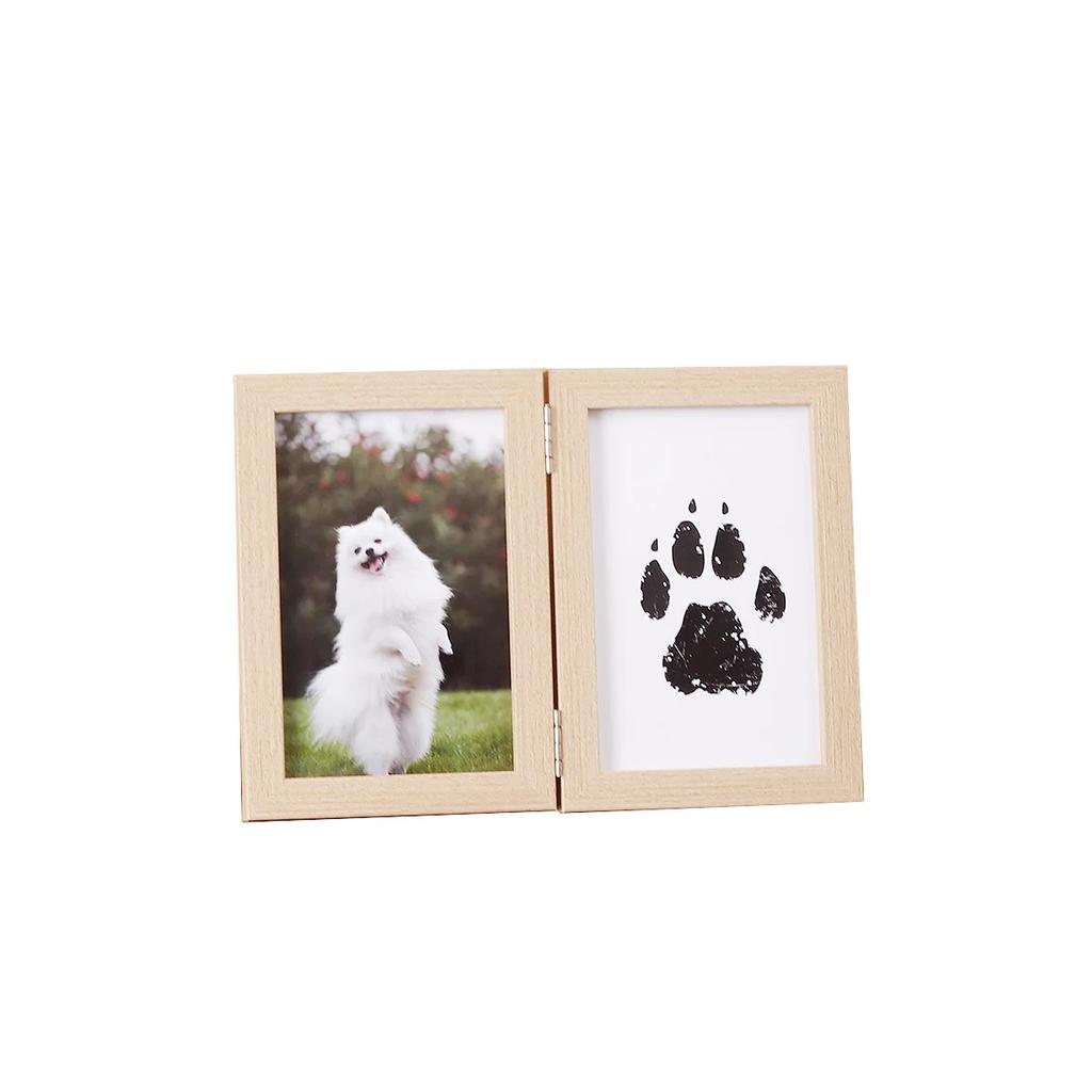 Pet Memorial Gifts for Pet, Dog Paw Print Frame Kit,Inkless Paw Print Kit,zWooden Pawprint Photo Frame,Gifts for Pet Lovers