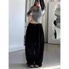 Women's Retro Wide-Leg Jogger Sweatpants - Autumn Casual Floor-Length Trousers