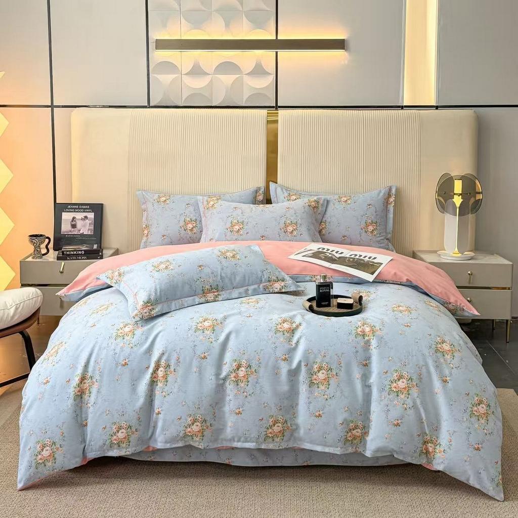 Luxury Thick 100% Cotton Printed Bedding Sets Super Soft Brushed Skin Friendly Duvet Cover Set Autumn and Winter Bed Linens
