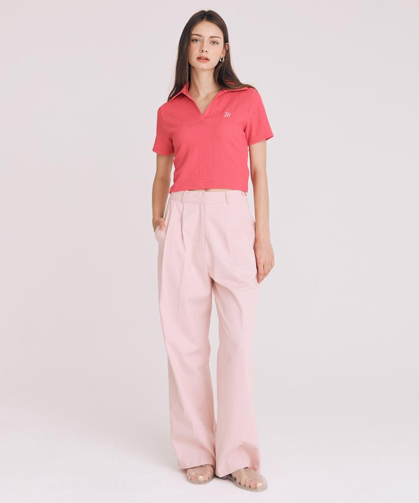 THEFRHT Double-Pleat Cotton Wide Pants (Pink)