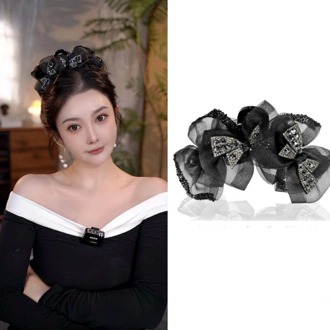 

Двусторонний сетчатый бант плиссированная заколка для волос корейская версия затылок клип-акула легкая роскошь модный темперамент аксессуары для волос женщины