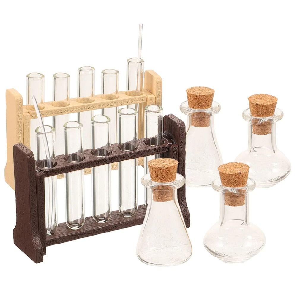 Measuring Cup Simulated Glass Test Tube With Wooden Rack Miniature Measuring Cup Kids Gift