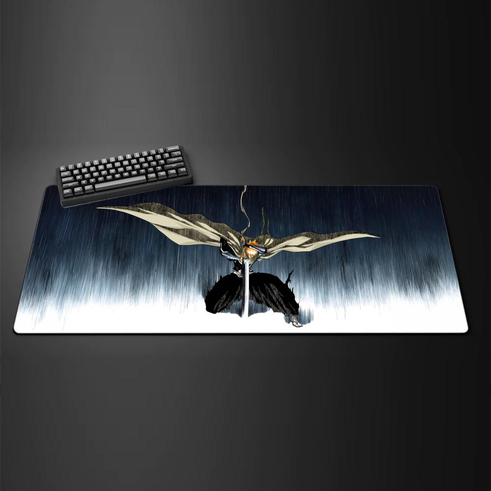 Large Mouse Pad Ink Painting Black Desk Pad Samurai Nonslip Rubber White Gamer Mouse Mat Laptop Carpet Gaming Accessories