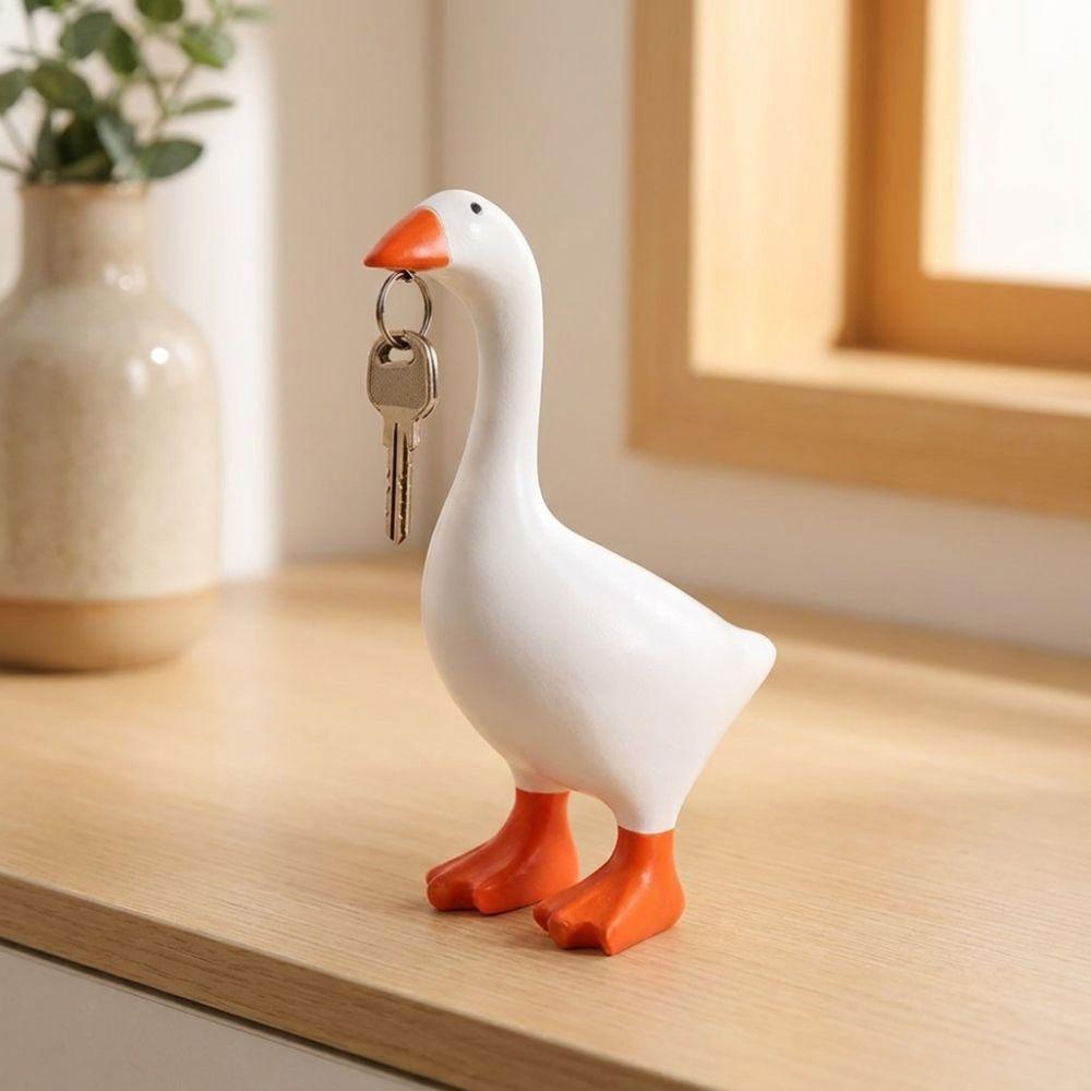 Cute Goose Figurines Key Hanger Funny Dumb Goose Key Holding Figurine  Birthday Gift