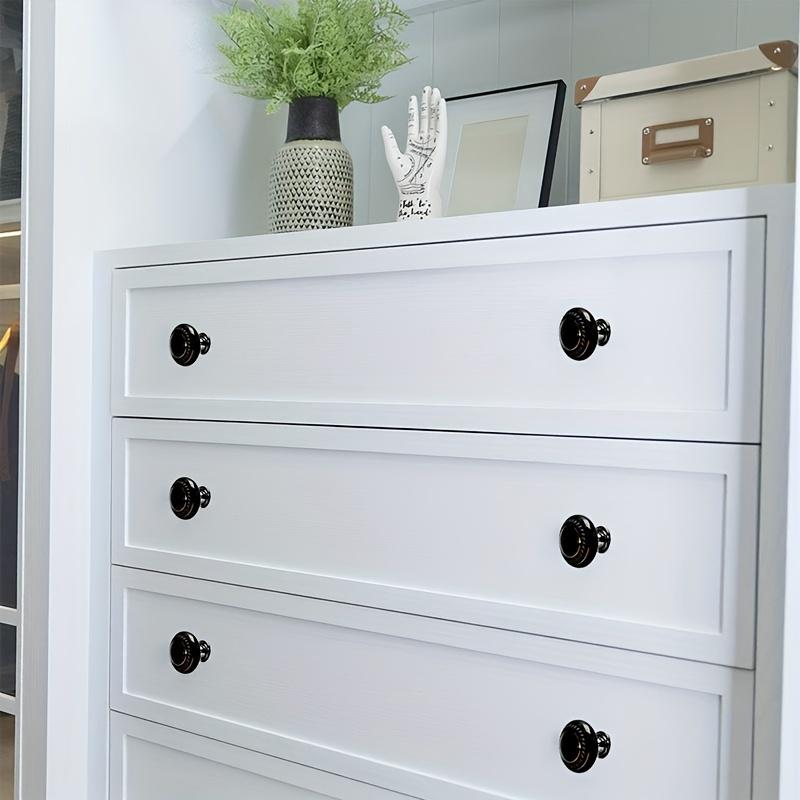 8pcs Black Round Knobs,Vintage Ceramic Cabinet Knobs,Dresser Drawer Handles for Closets,Drawers,Cabinets and DIY Home Projects with Screws